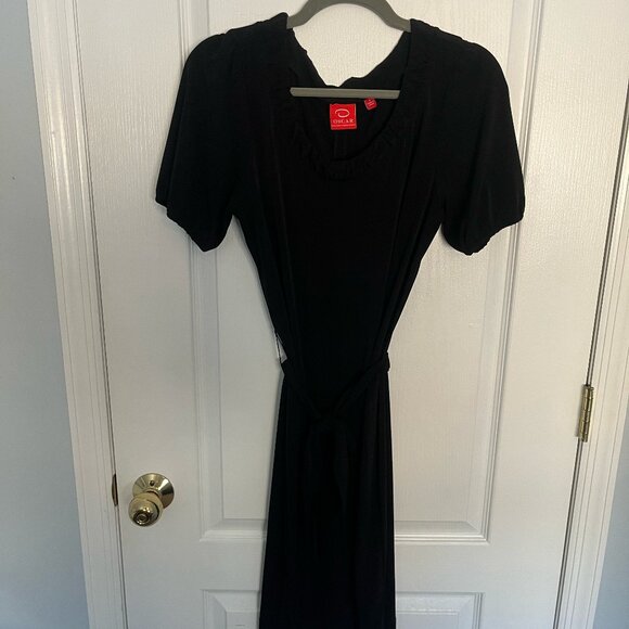 Oscar Dresses & Skirts - Vintage Oscar Red Label Black Scoop Neck Knit Mini Dress with Tie Belt, Size 4